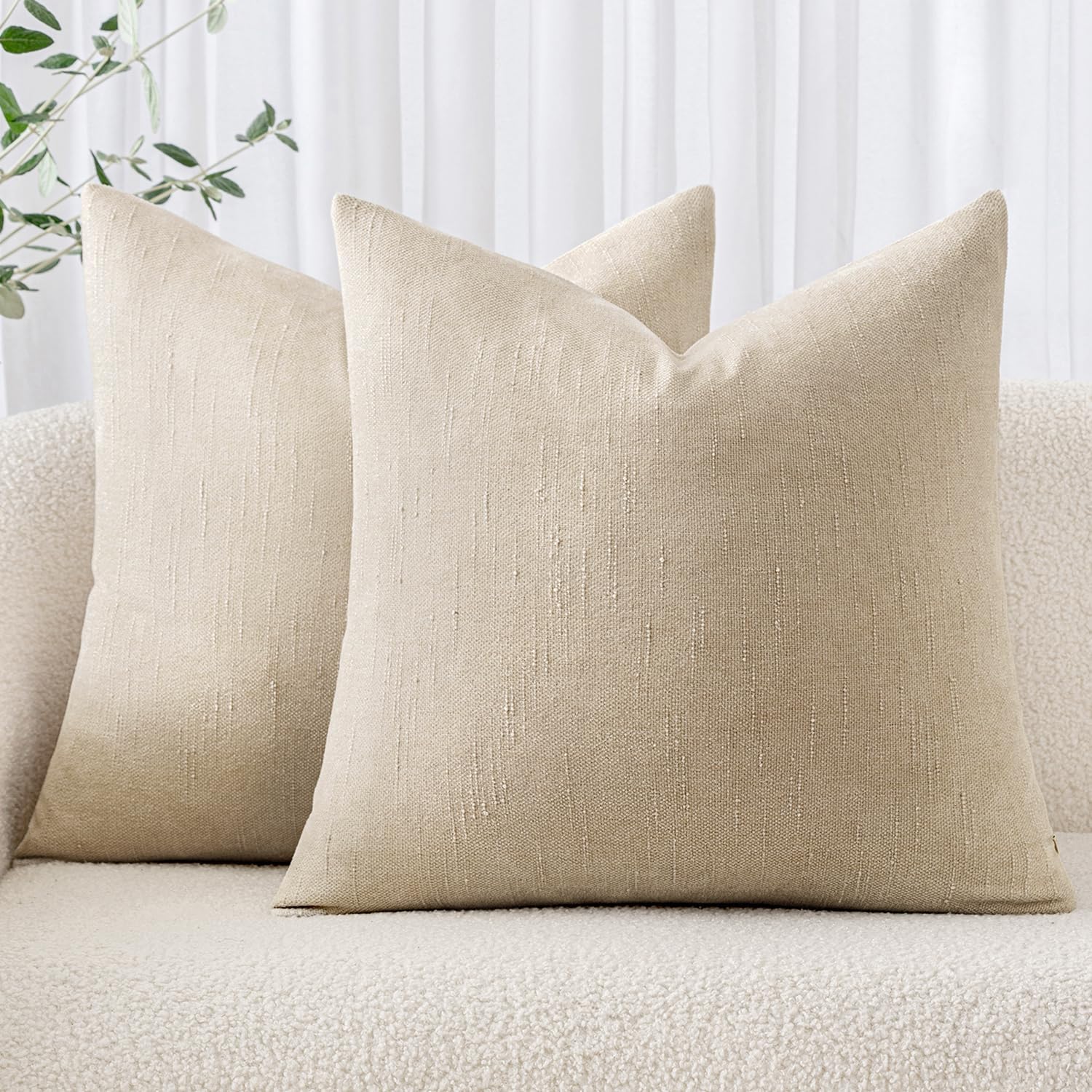 MIULEE Pack of 2 Decorative Throw Pillow Covers Soft Throw Pillows Solid Textured Cushion Covers Home Decor for Couch Sofa Bedroom Living…