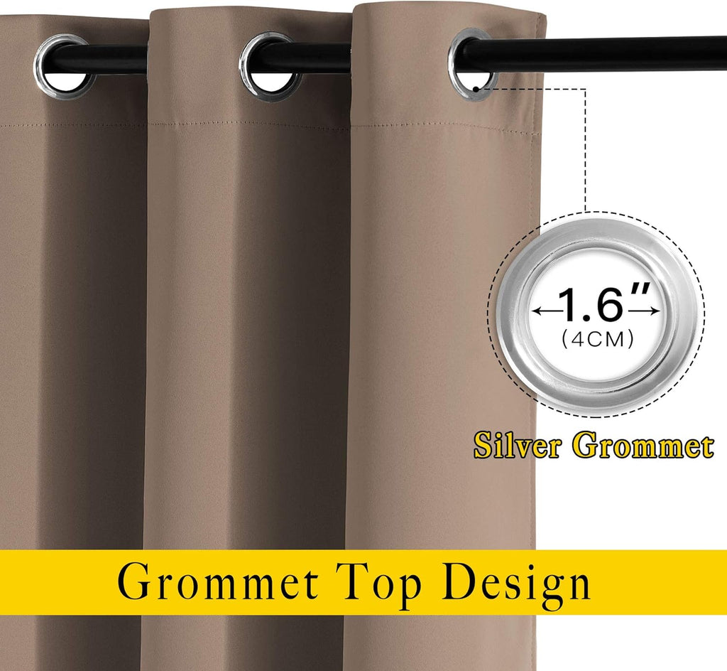 NICETOWN Insulated Blackout Curtains and Drapes - Microfiber Energy Saving Thermal Insulated Solid Grommet Blackout Draperies for Kitchen…