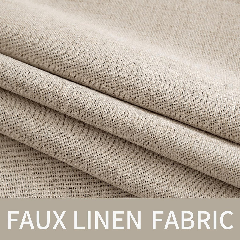 Miulee Linen Textured Curtains Solid 100% Blackout for Bedroom Thermal Insulated Taupe Grommet Room Darkening Curtains & Drapes Luxury Deco…