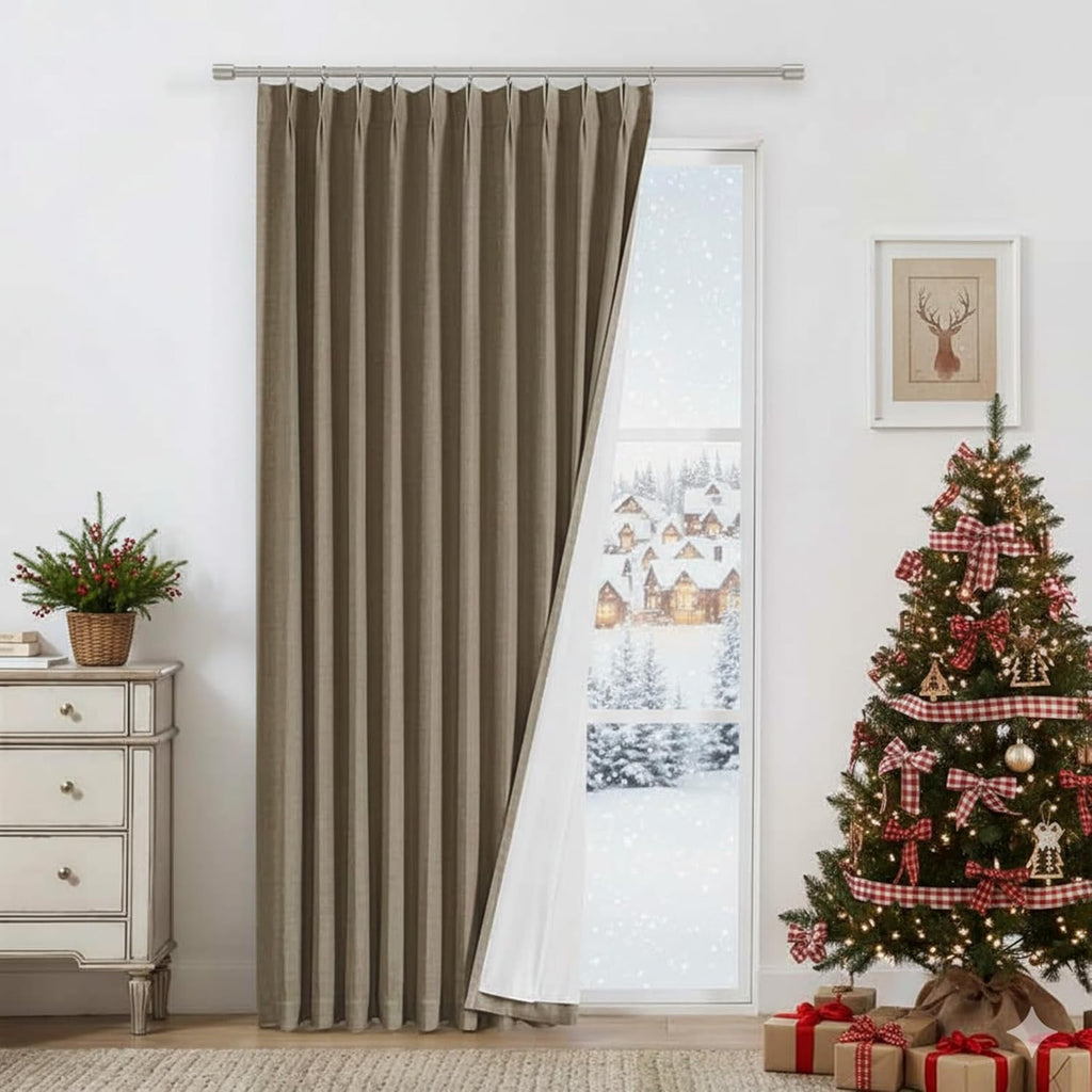 VisionHome Vision Home Brown Pinch Pleated Full Blackout Curtains Linen Blended 60" Wide Thermal Insulated Window Panels 95 inch for Bedroo…