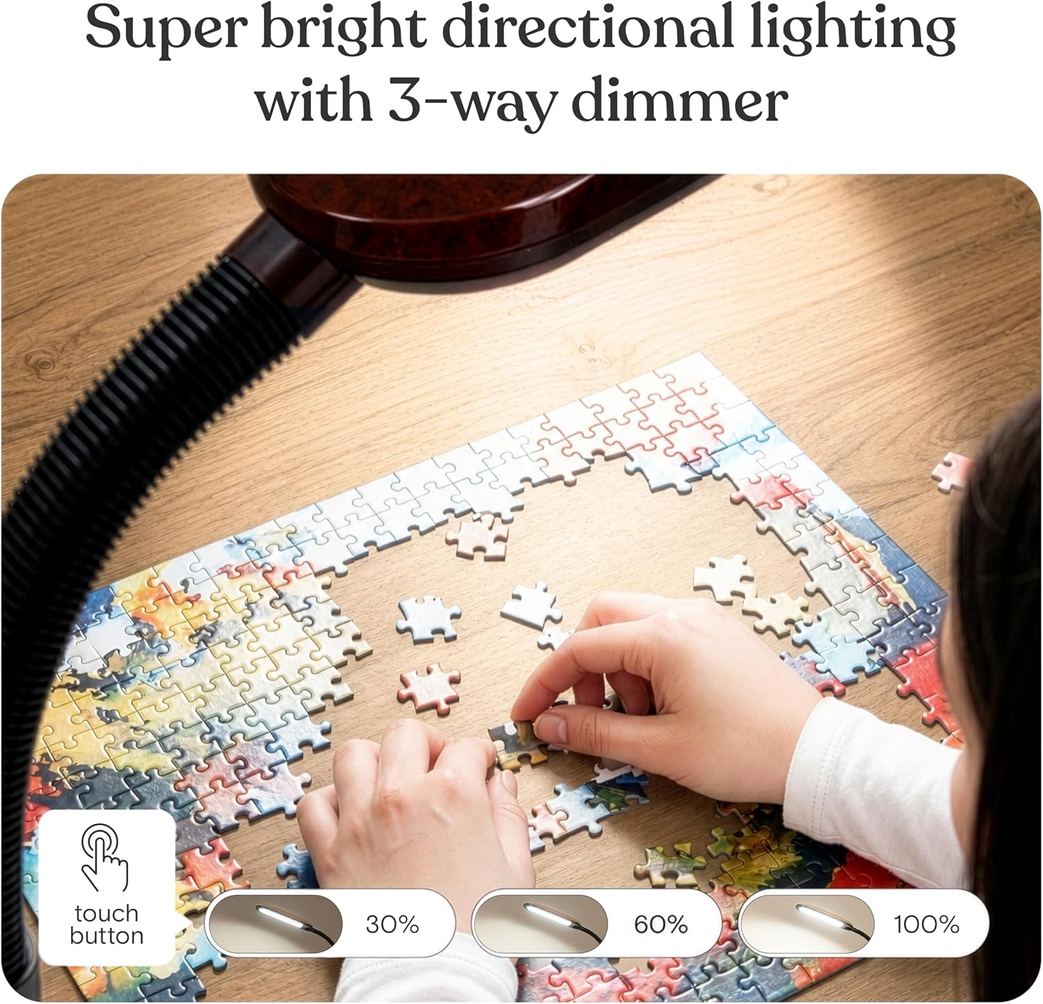 Brightech Litespan - Bright LED Floor Reading Lamp for Over Chair Crafts and Reading, Estheticians' Light for Lash Extensions, Adjustable S…