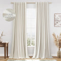 Guken Cream 100% Blackout Linen Curtains 90 Inch Length 2 Panels Set for Living Room Bedroom Back Tab Thermal Insulated Black Out Drapes Ro…