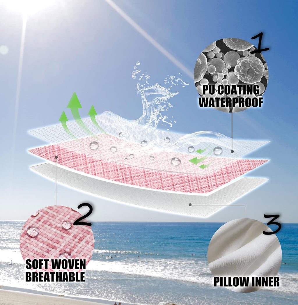 Kevin Textile Pack of 2 Decorative Outdoor Waterproof Throw Pillow Covers Stripe Pillowcases Valentines Day Modern Cushion Cases for…