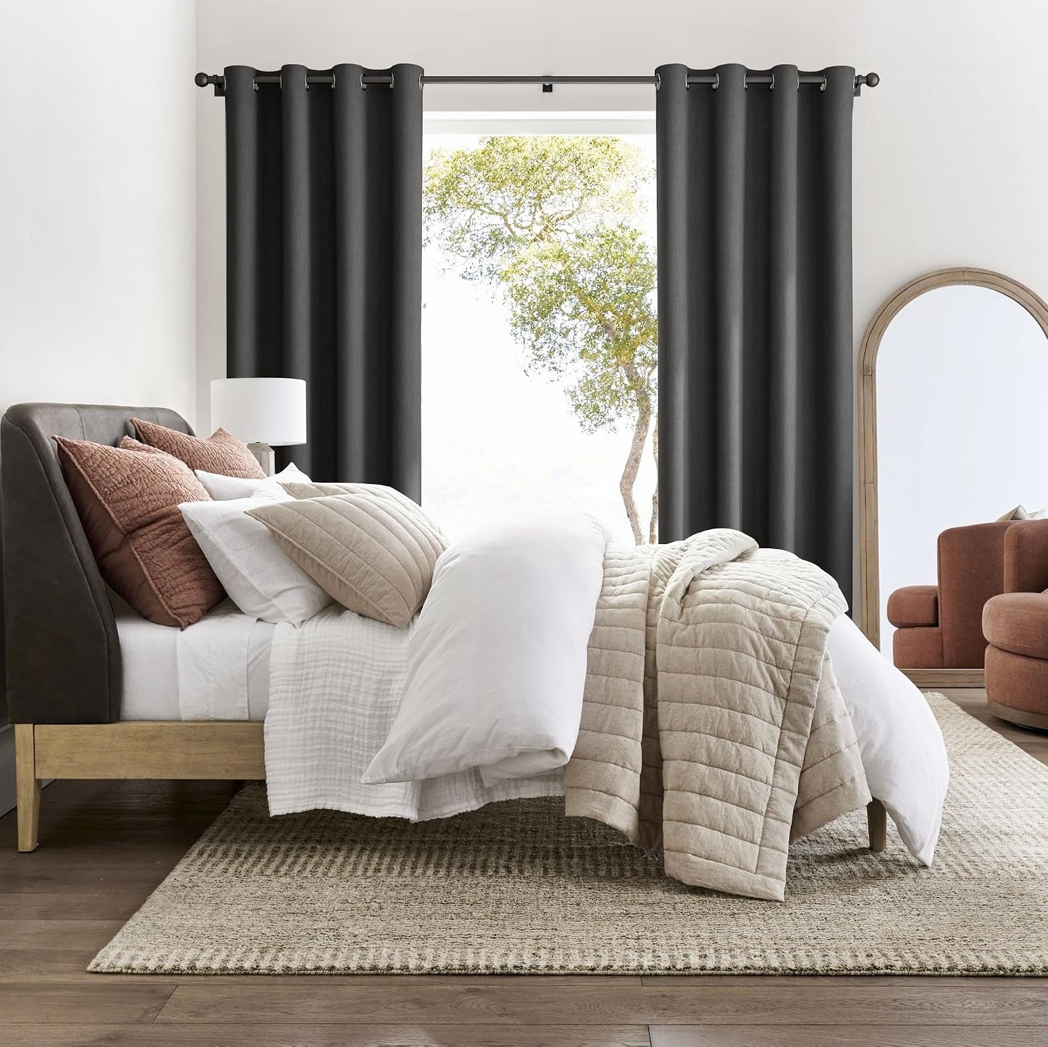Nicetown Room Darkening Draperies Curtains Panels, 2 Panels Grey W52 x L84 Grey