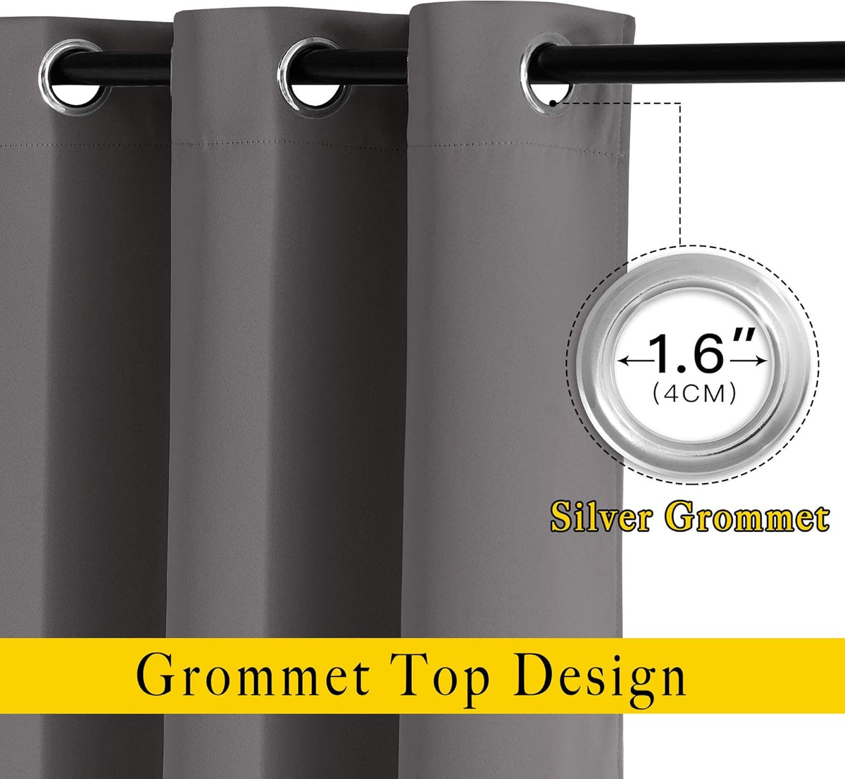 Nicetown Blackout Thermal Curtains Panels 72 inch Length - Grommet Noise Reducing Room Darkening Solid Window Drapes for Bedroom/Living Roo…
