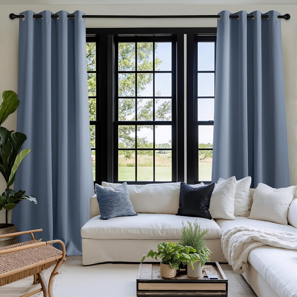Nicetown Room Darkening Draperies Curtains Panels, 2 Panels Stone Blue W52 x L84 Blue