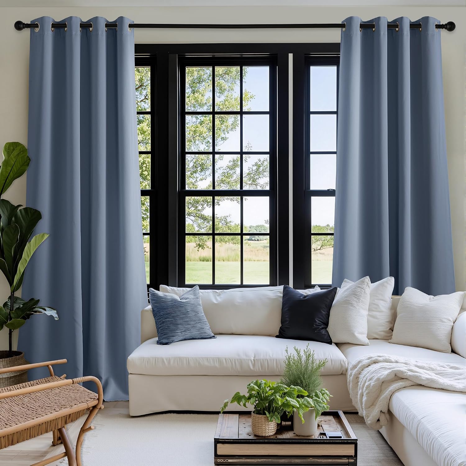 Nicetown Room Darkening Draperies Curtains Panels, 2 Panels Stone Blue W52 x L84 Blue