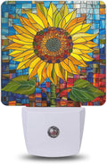 Night Light, Sunflower Mosaic Stained Glass Night Lights Plug into Wall Decor for Bedroom Bathroom Hallway Kitchen, Dusk to Dawn Sensor…