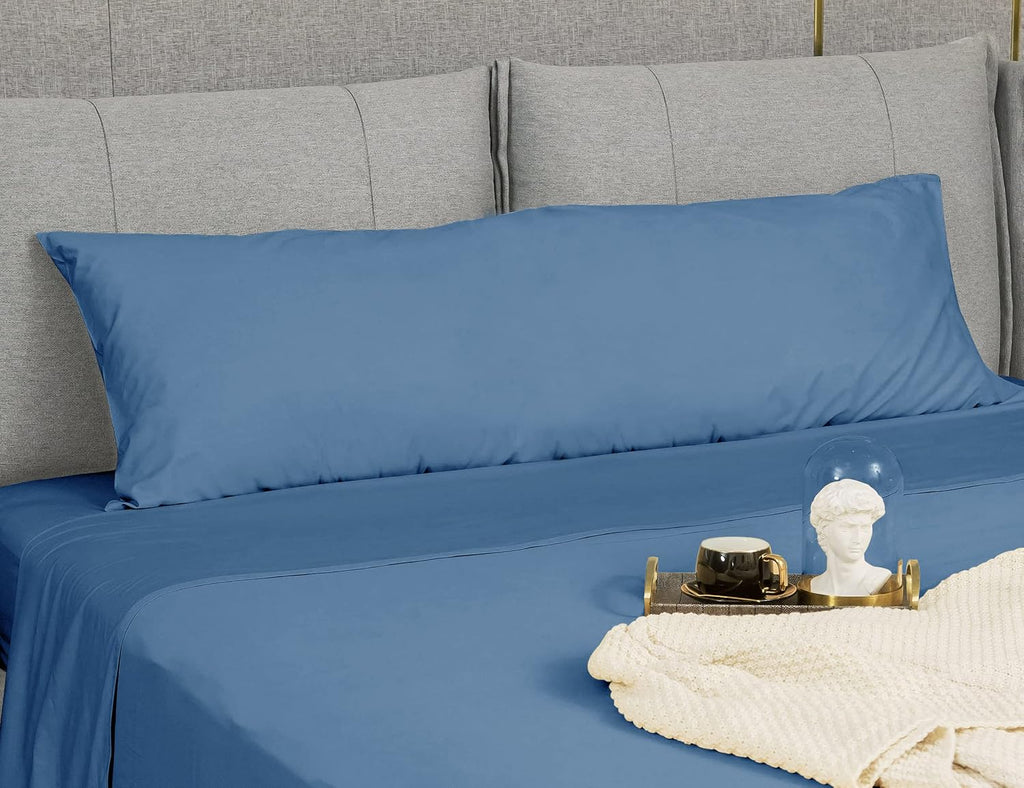Sunflower Body Pillowcase 100% Cotton Long Pillow Cover/Case Envelope Closure 1 Pack, 20×54 inches Copen Blue, Soft and Breathable
