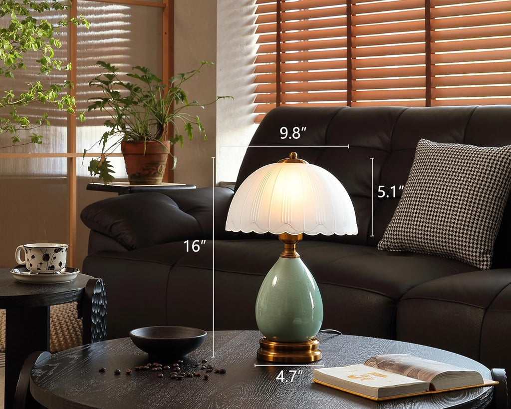Glivpny Vintage Lamp for Living Room,16" Modern Ceramic Table Lamps for Bedroom, Retro Bedside Nightstand Traditional Lamps, Classic…