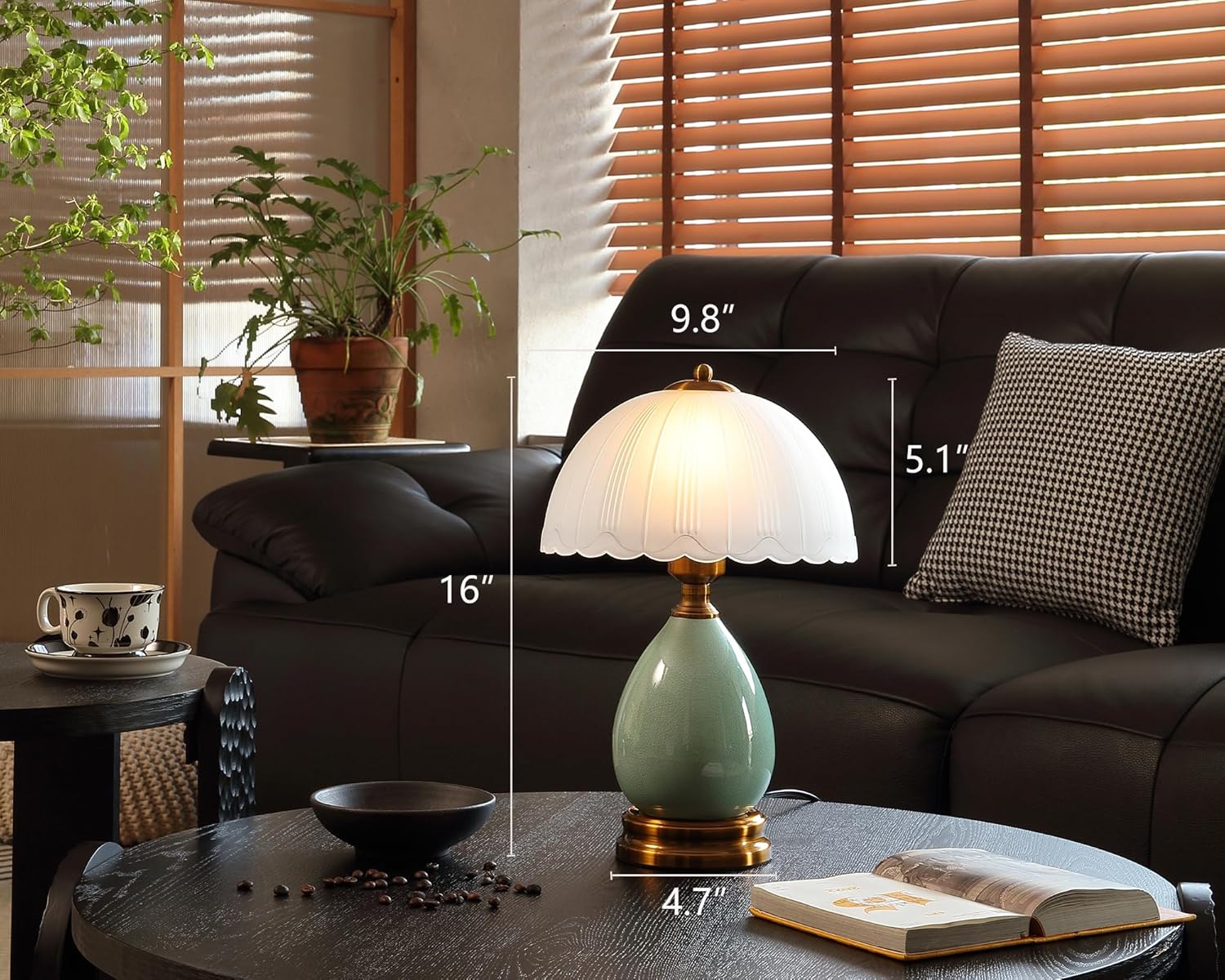 Glivpny Vintage Lamp for Living Room,16" Modern Ceramic Table Lamps for Bedroom, Retro Bedside Nightstand Traditional Lamps, Classic…