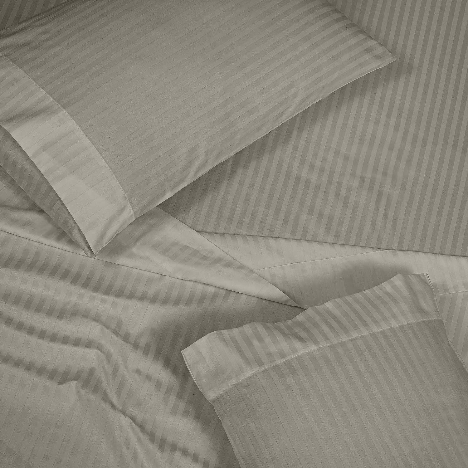 Royalelinens ROYALE LINENS 300 Thread Count 100% Long Staple Combed Cotton Striped Sheet Set - 3 Piece Twin Bed Sheets - 1 Fitted, 1 Flat &…