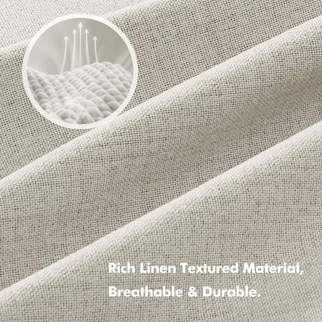 Miulee 100% Blackout Linen Curtains for Bedroom, Light Cream Solid Luxury Decor Thermal Insulation Room Darkening Drapes for Living Room Nu…