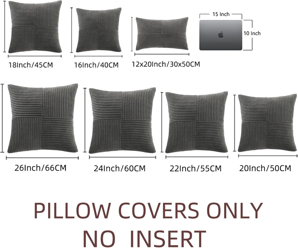 Fancy Homi 2 Packs Dark Gray Decorative Throw Pillow Covers 18x18 Inch for Living Room Couch Sofa, Rustic Farmhouse Boho Home Decor, Soft…