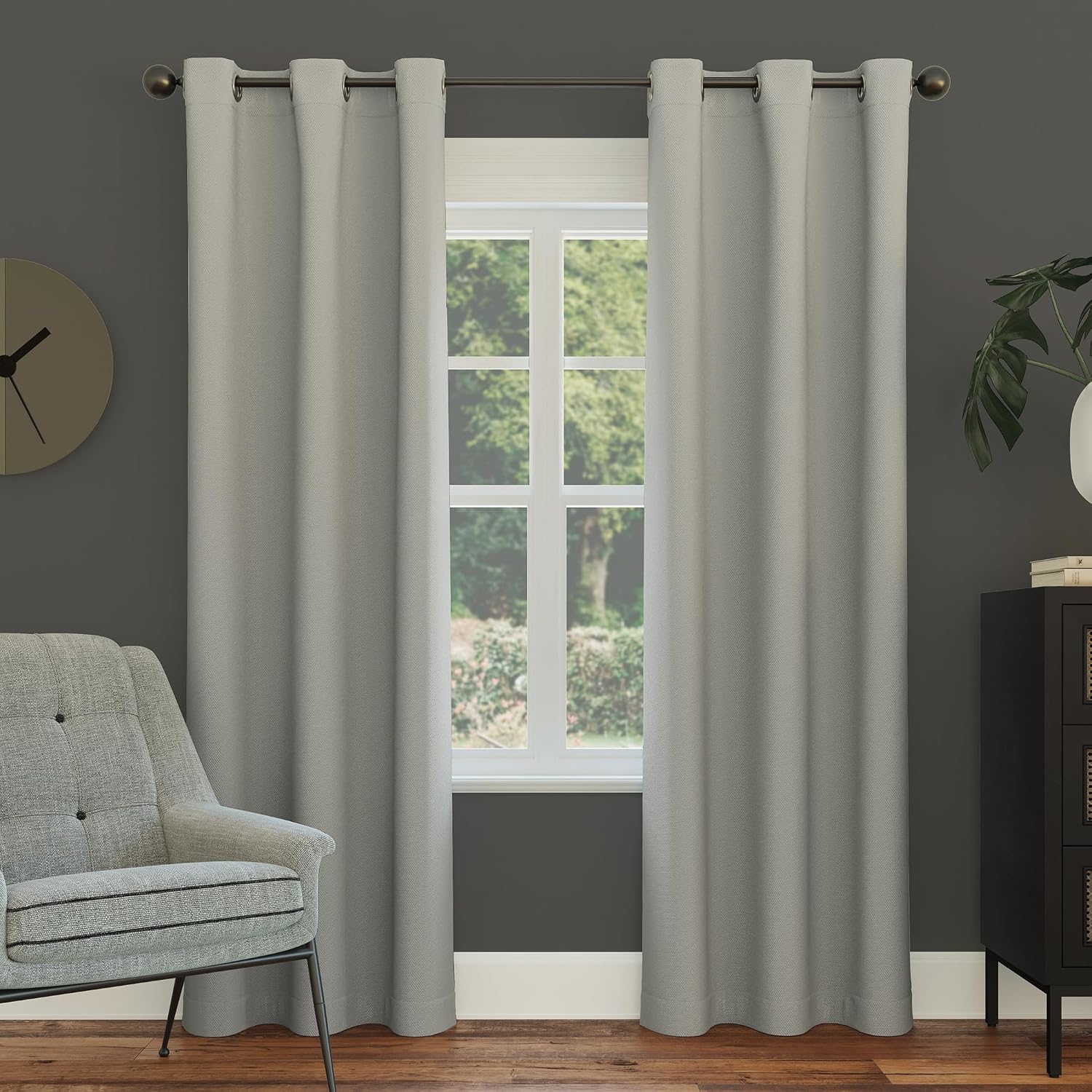 Sun Zero Easton Energy Saving Blackout Grommet Curtain Panel, 40" x 95", Silver Gray