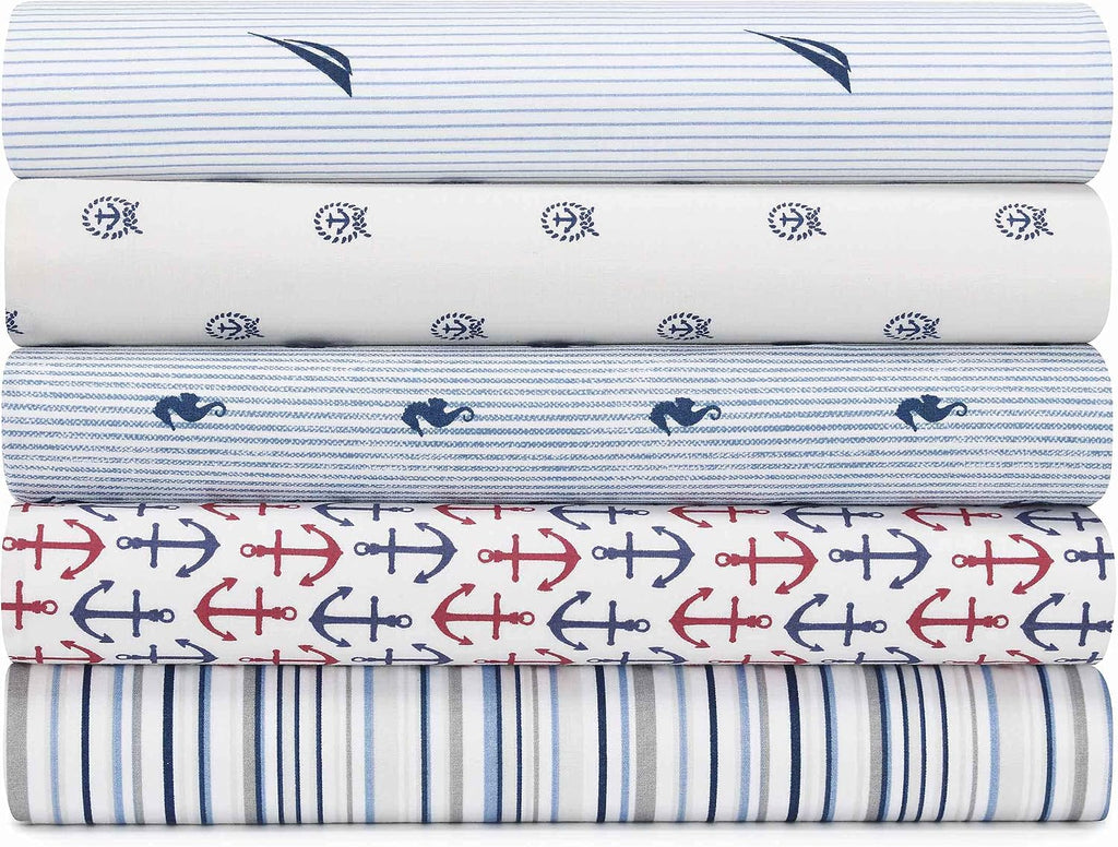 Nautica Twin Size Sheet Set, Crisp & Tailored Cooling Sheets with a Smooth Cotton Percale Lightweight Feel - Bed Sheets with Matching Pillo…