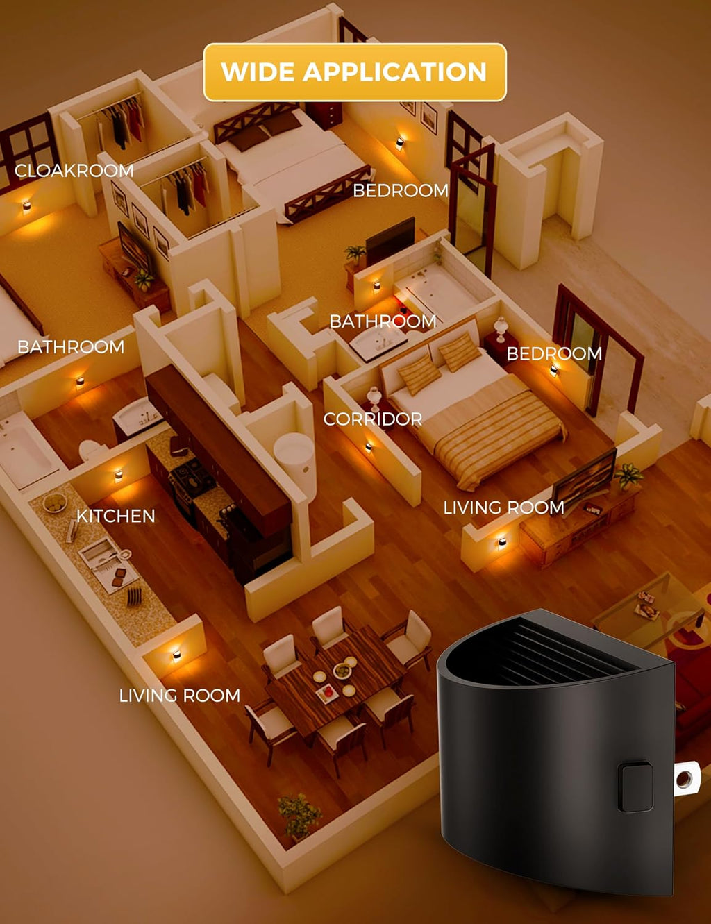 L LOHAS LED Night Light 2 Pack, Night Lights Plug into Wall, Dusk to Dawn Sensor Nightlight, 3 Level Brightness Adjustable, 1600K Amber…