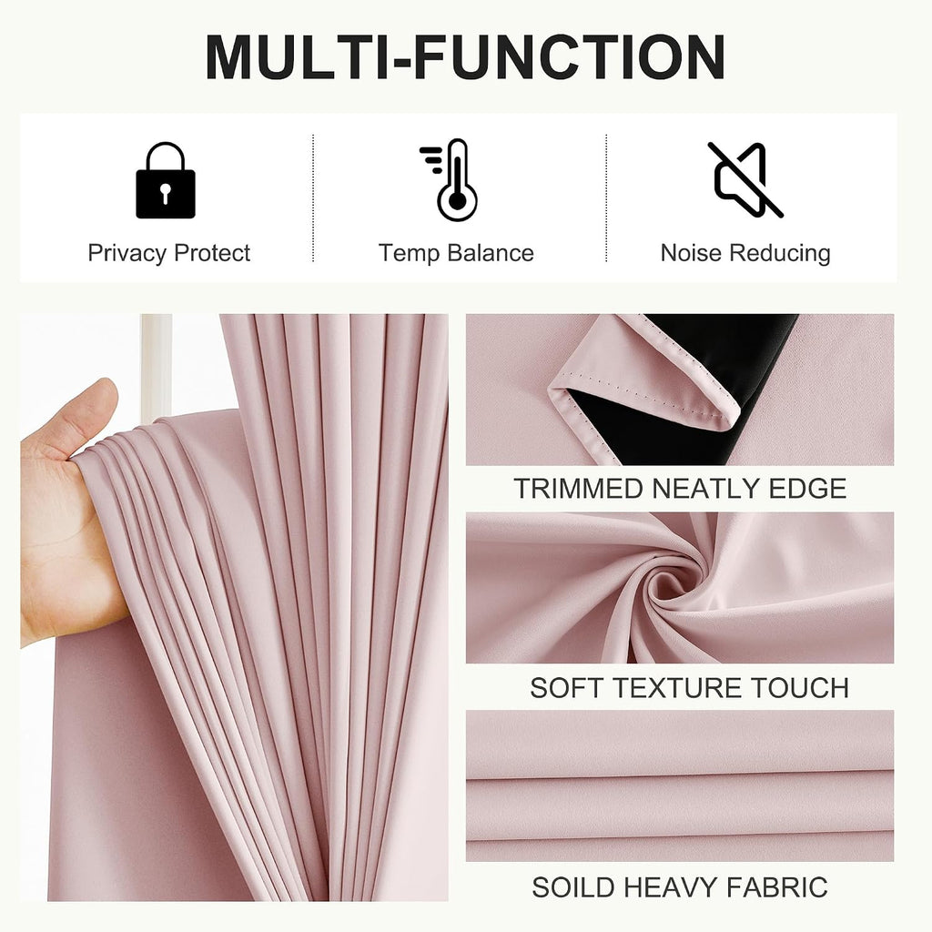 NICETOWN Pink Blackout Curtains for Nursery, 100% Blackout Thermal Insulated Window Drapes Room Darkening Curtains for Girls Baby Bedroom…
