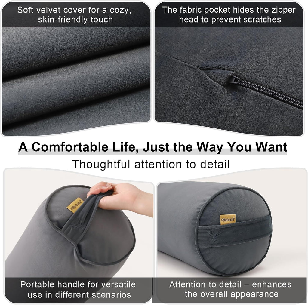Body Pillow for Adults, Long Round Pillow, Big Cylindrical Pillow, Large Full Bolster Pillows for Side Sleepers (Charcoal Gray, 47.24"*7.87")