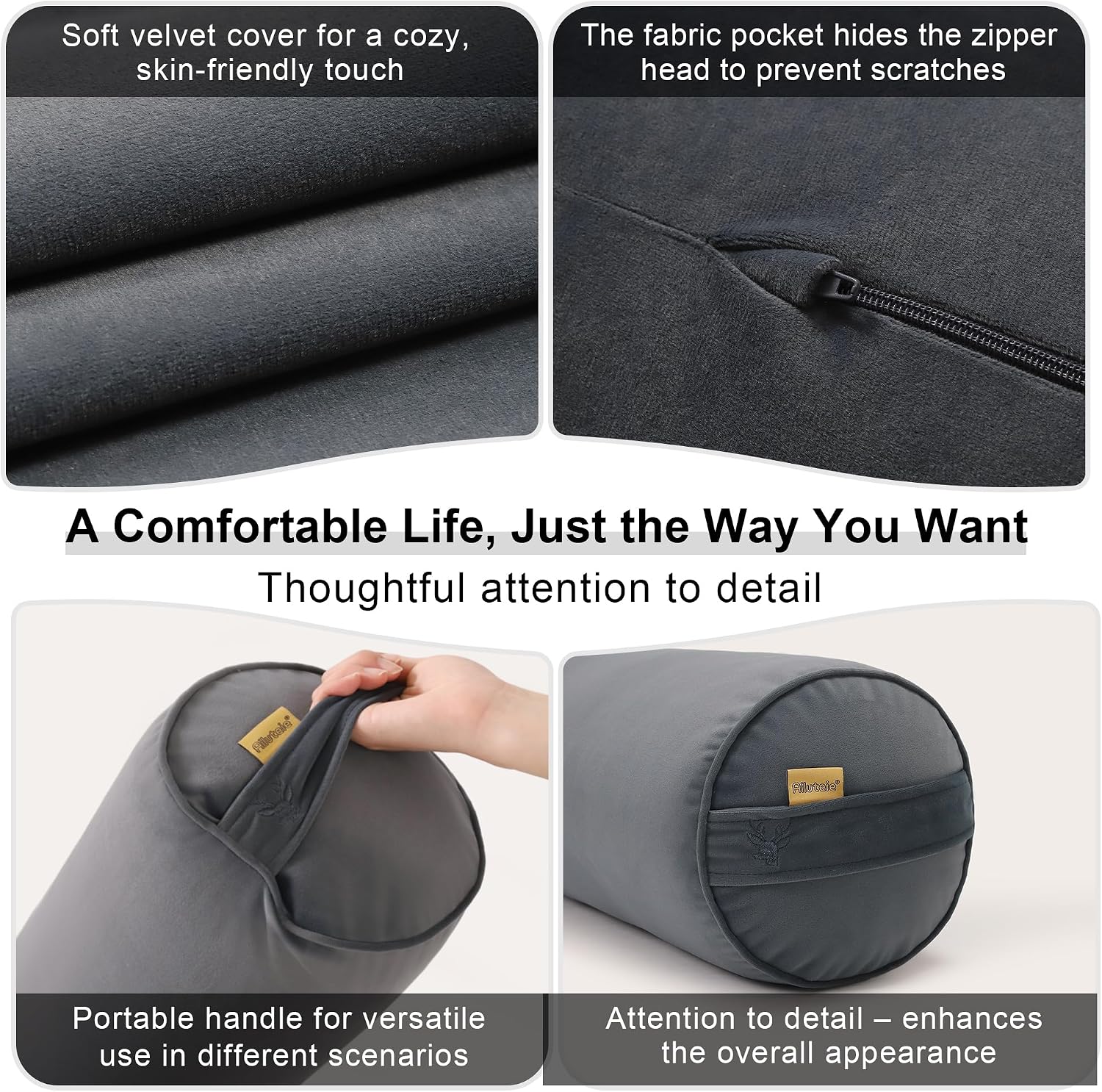 Body Pillow for Adults, Long Round Pillow, Big Cylindrical Pillow, Large Full Bolster Pillows for Side Sleepers (Charcoal Gray, 47.24"*7.87")