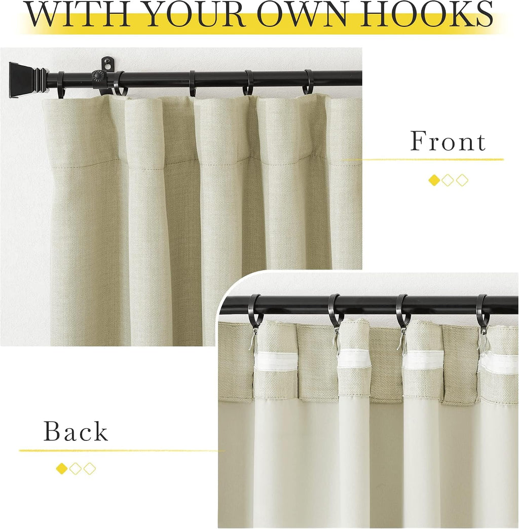 Nicetown Room Darkening Living Room Curtains 96 inches Long, Pinch Pleated Curtains Faux Linen Blend Light Blocking Noise Canceling Drapes…