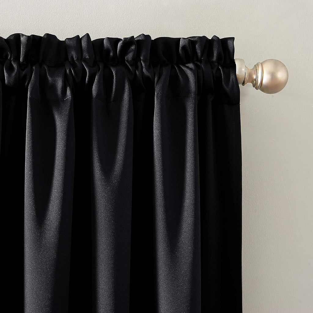 Sun Zero Oslo Theater Grade Extreme Total Blackout Rod Pocket Curtain Panel, 52" x 84", Black