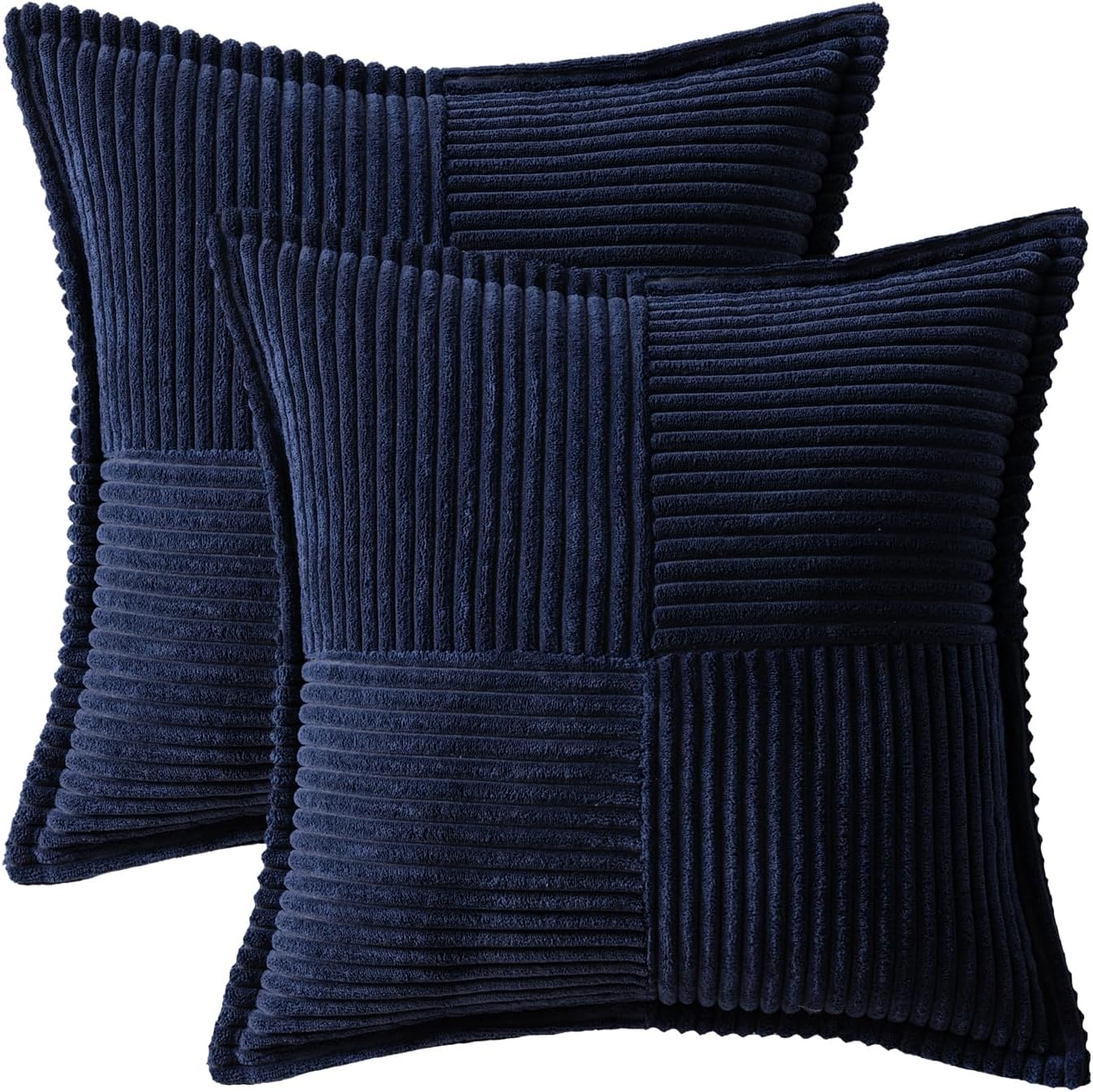 MIULEE Decorative Throw Pillow Covers for Couch Bed Livingroom 12x12 Inch Set of 2 Navy Blue Boho Accent Throw Pllows Broadside Striped…