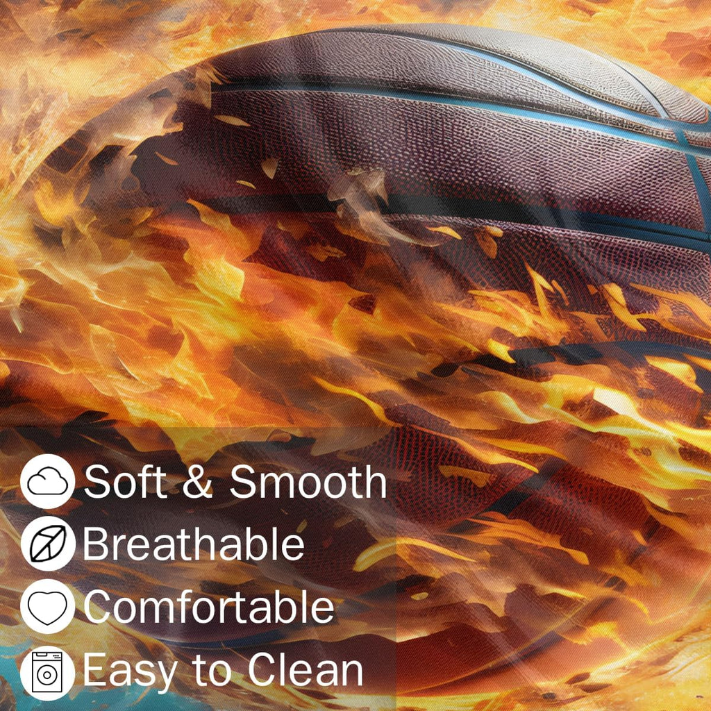 Aglebo Sports Fire Basketball Body Pillow Covers Super Soft Satin Decorative Pillowcase with Hidden Zipper Cooling Breathable Case Rectangl…