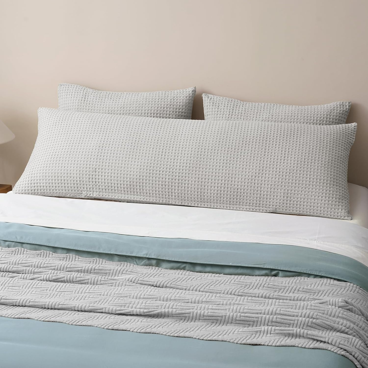 Phf Ultra Soft Waffle Weave Body Pillowcase with Zipper, No Insert, 1Pack 20" x 54" Pillow Sham, Breathable & Skin-Friendly Body Pillow cas…