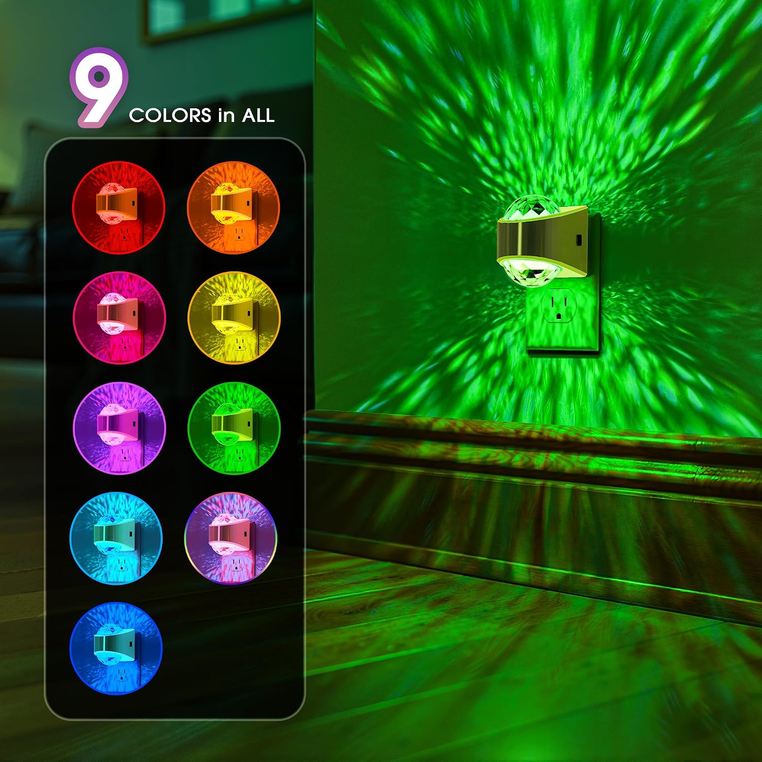 Night Lights Plug into Wall, Star Projector for Bedroom, Gold Night Light Projector for Kids, 9-Color RGB Galaxy Nightlight with Dusk to…