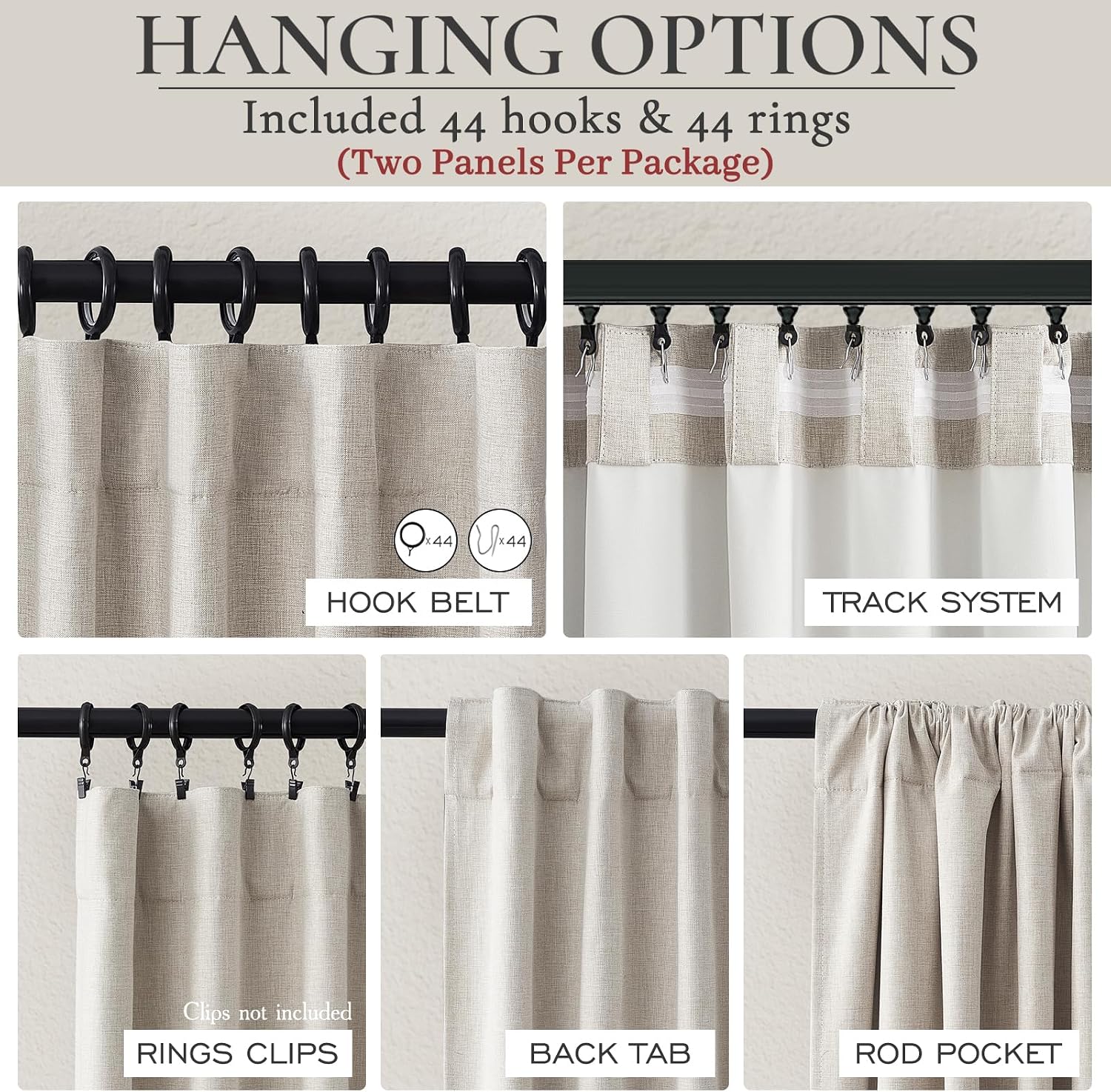 Qjmydeco Blackout Curtains 70 Inches Extra Wide Natural Linen Curtains 84 Inch Length for Living Room, Pleated Farmhouse Bedroom Thermal Dr…