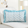 Cottonprintclub CPC Hand Block Print Arctic Blue Ruffle Sham Pillow Cover 20" x 12" inch Hidden Zipper Decorative Pillowcase for Couch, Bed…