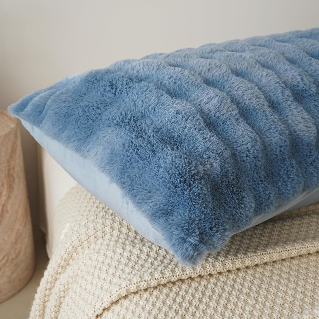 Memfydu Full Body Pillow with Fluffy Bubble Waffle Carved Faux Fur Removable Cover, Long Bed Pillow Adult 20x54 Inches for Side Sleeper and…