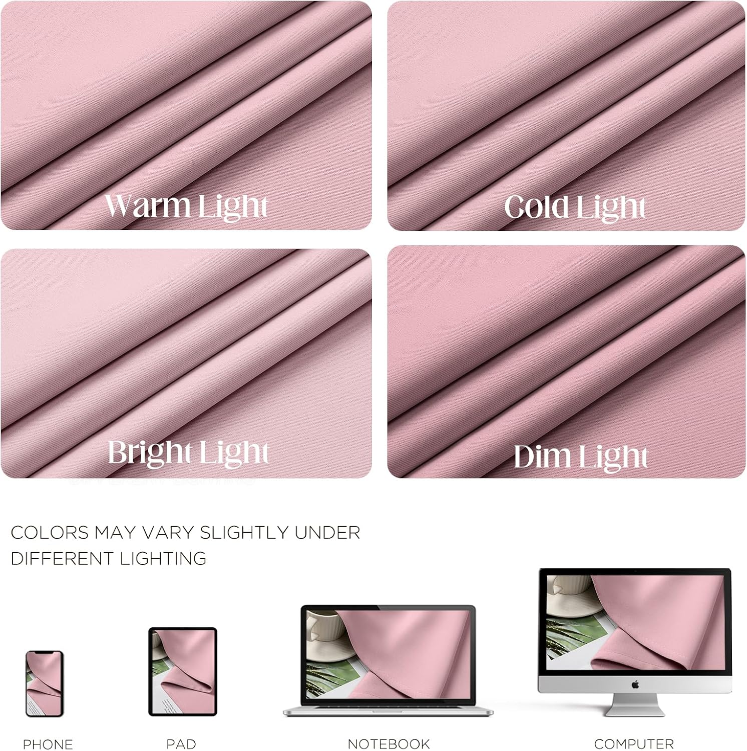 CUCRAF Custom Light Pink Blackout Curtains 1 Panel Set, Thermal Insulated Grommet Room Darkening Curtain for Living Room Bedroom, Light…