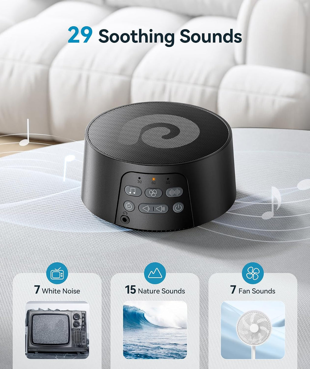 Dreamegg White Noise Machine, Sound Machine for Sleeping Baby, Kids, Adult (D3Pro-Black) 1 Count 2.5 inches Plastic