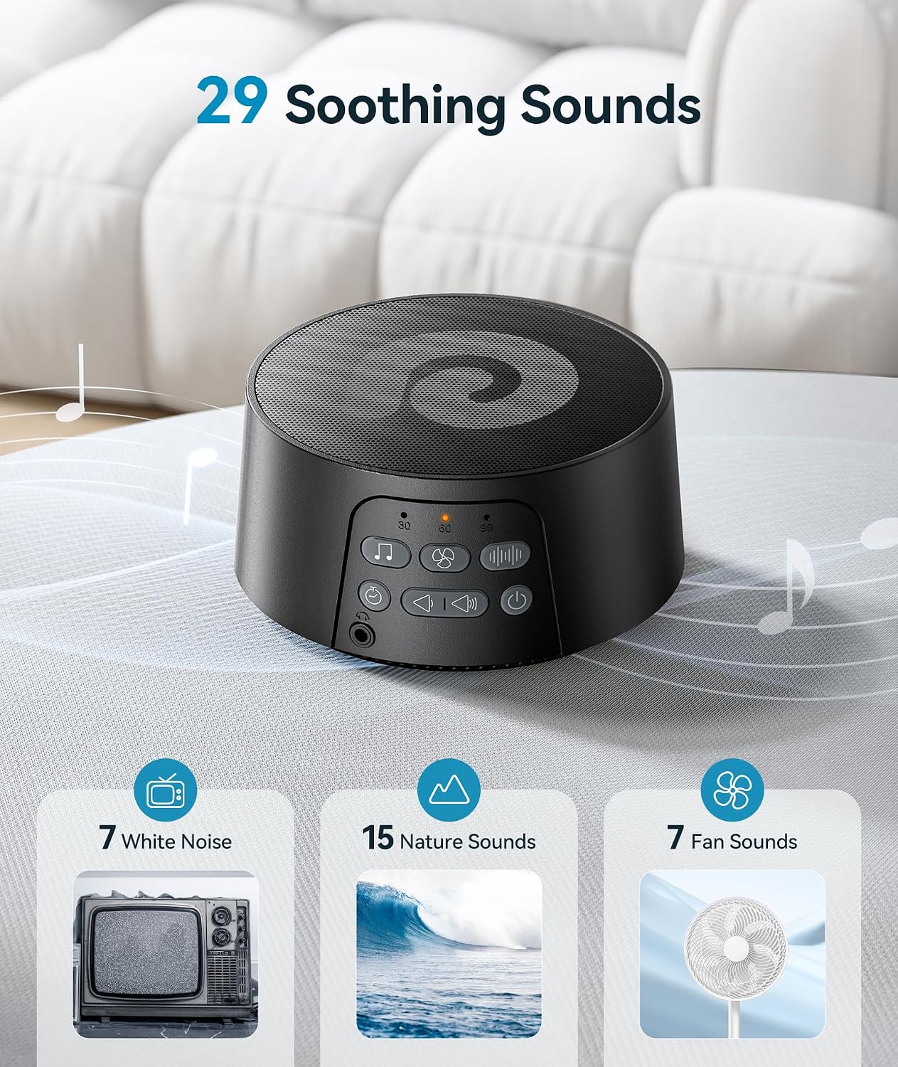 Dreamegg White Noise Machine, Sound Machine for Sleeping Baby, Kids, Adult (D3Pro-Black) 1 Count 2.5 inches Plastic