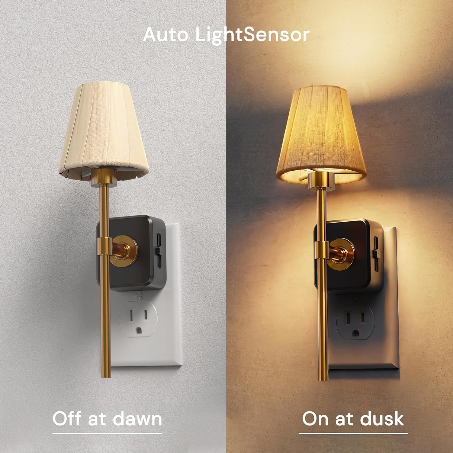 L LOHAS LED Night Lights Plug into Wall, Pleated Fabric Cover Night Light, Dusk to Dawn Sensor Vintage Nightlight, 0-100LM Dimmable, for…