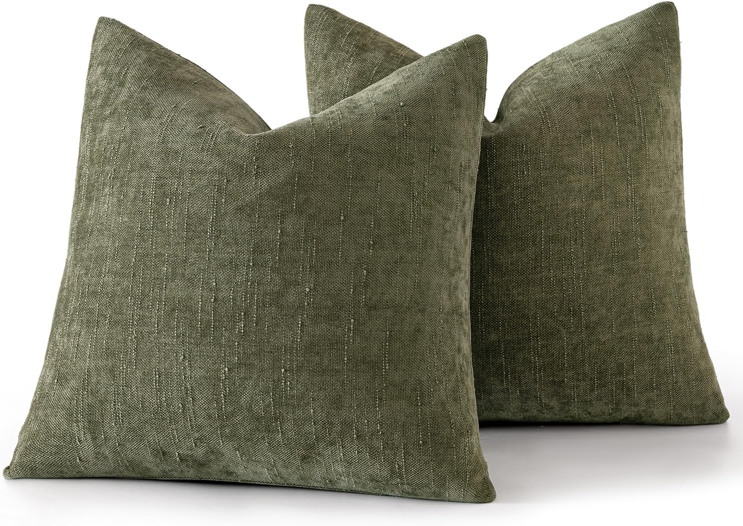 MIULEE Pack of 2 Decorative Throw Pillow Covers Soft Chenille Christmas Throw Pillows Solid Textured Cushion Covers for Spring Couch Sofa…