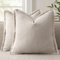 Anroduo Set of 2 Decorative Throw Pillow Covers 18×18 Inch Soft Linen Fringe Farmhouse Boho Vintage Cushion Covers with Tassels Accent Pill…