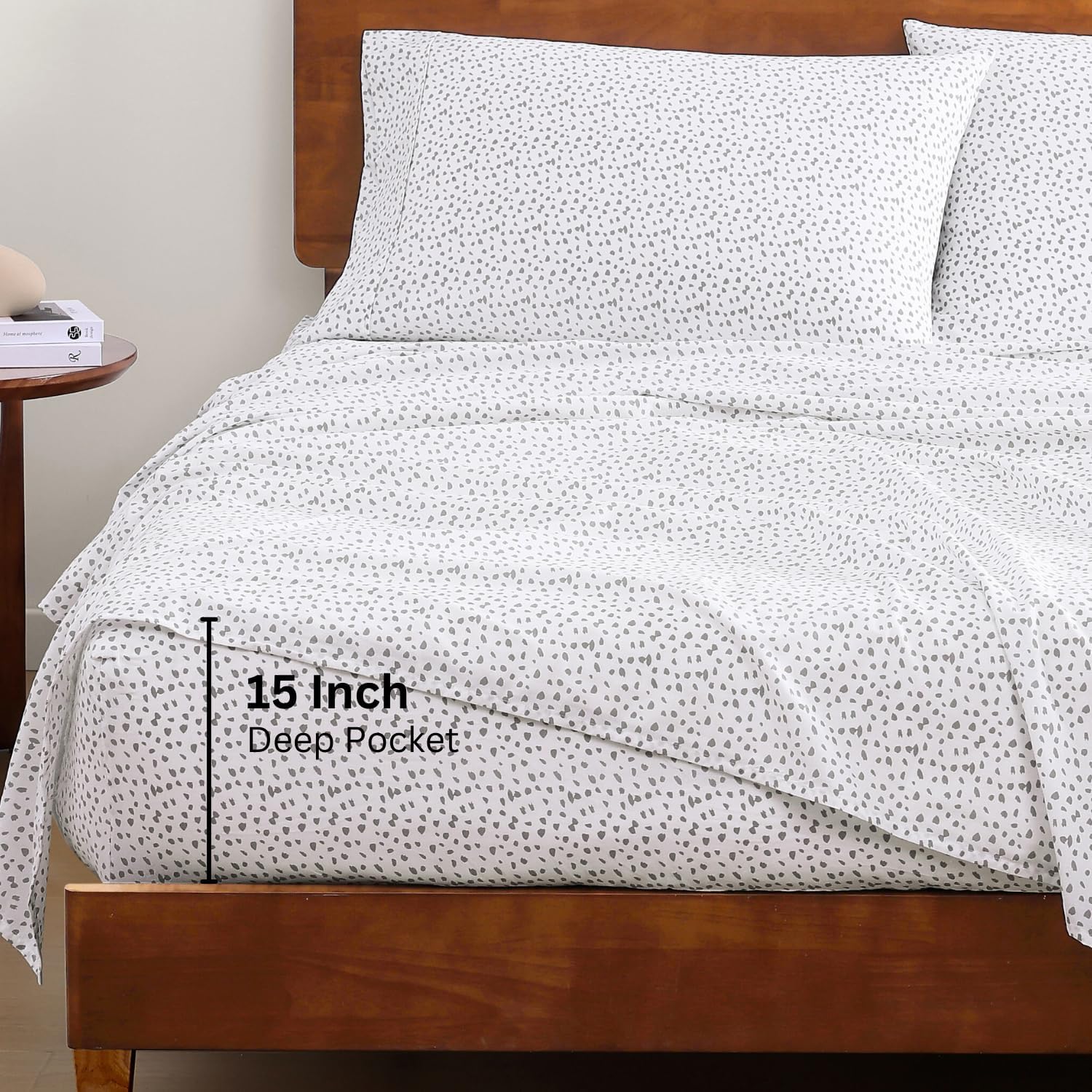 LaneLinen LANE LINEN Sustainably Produced 100% Organic Cotton Queen Sheet Set, Soft & Comfy Fully Elasticized Printed Bedding Sheets & Pill…