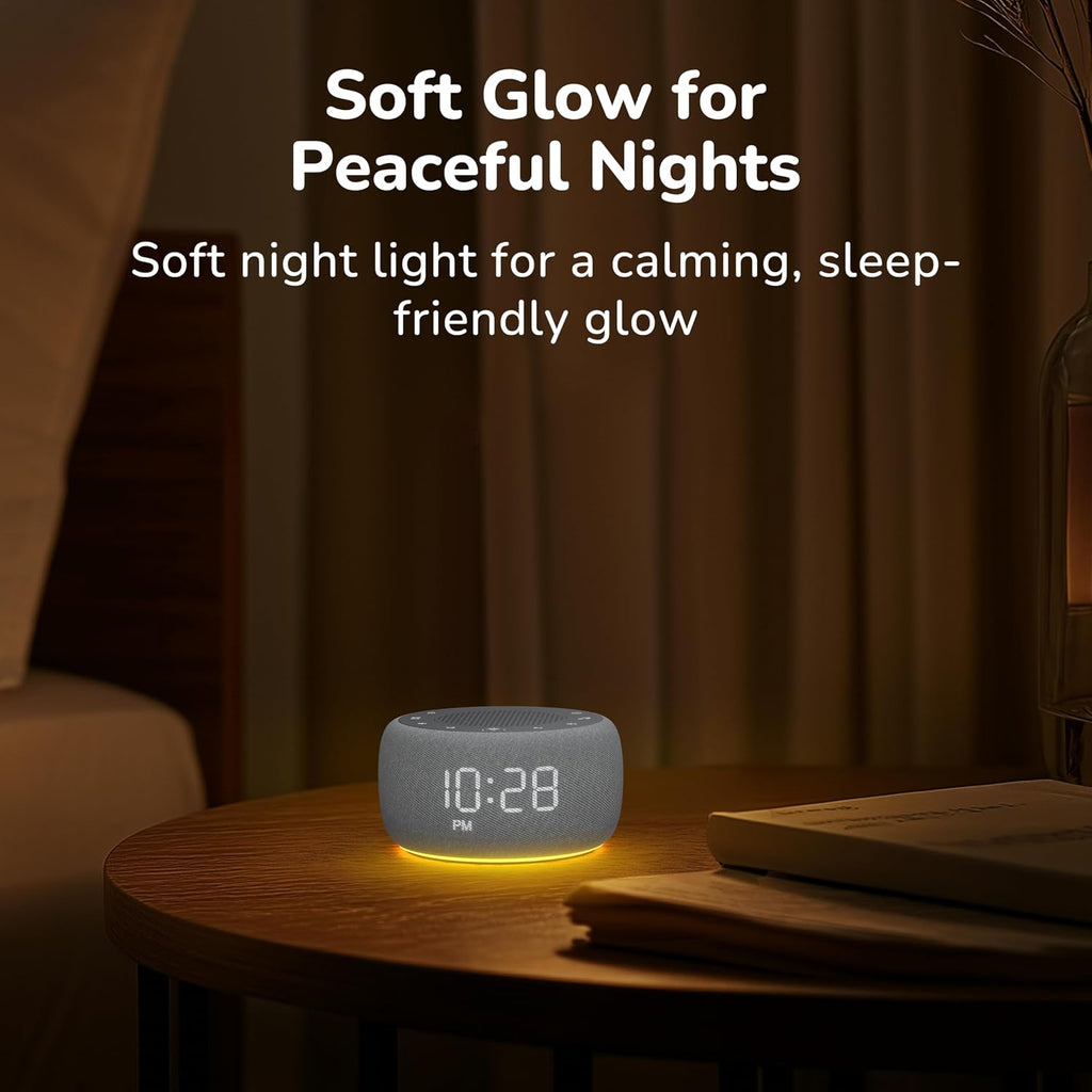 Buffbee Alarm Clock with Sound Machine for Bedrooms – 2-in-1 White Noise Machine for Sleep, Gentle Wake-Up with Soft Alarm Sounds…