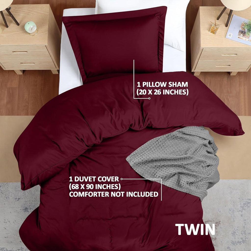 Utopia Bedding Duvet Cover Twin Size - 2 Piece with Zipper Closure - 1 Comforter Cover 68X90 Inches & 1 Pillow Sham 20X26 Inches…