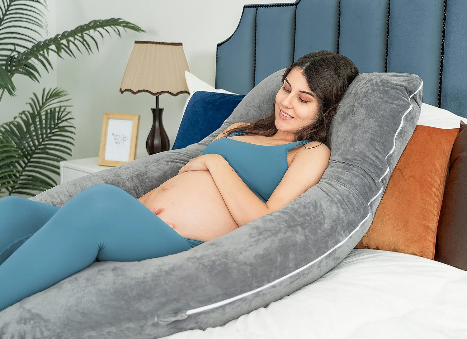 Queenrose QUEEN ROSE Pregnancy Pillows, U Shaped Full Body Pillow for Sleeping Support, 55 Inch Maternity Pillow for Pregnant Women with Re…