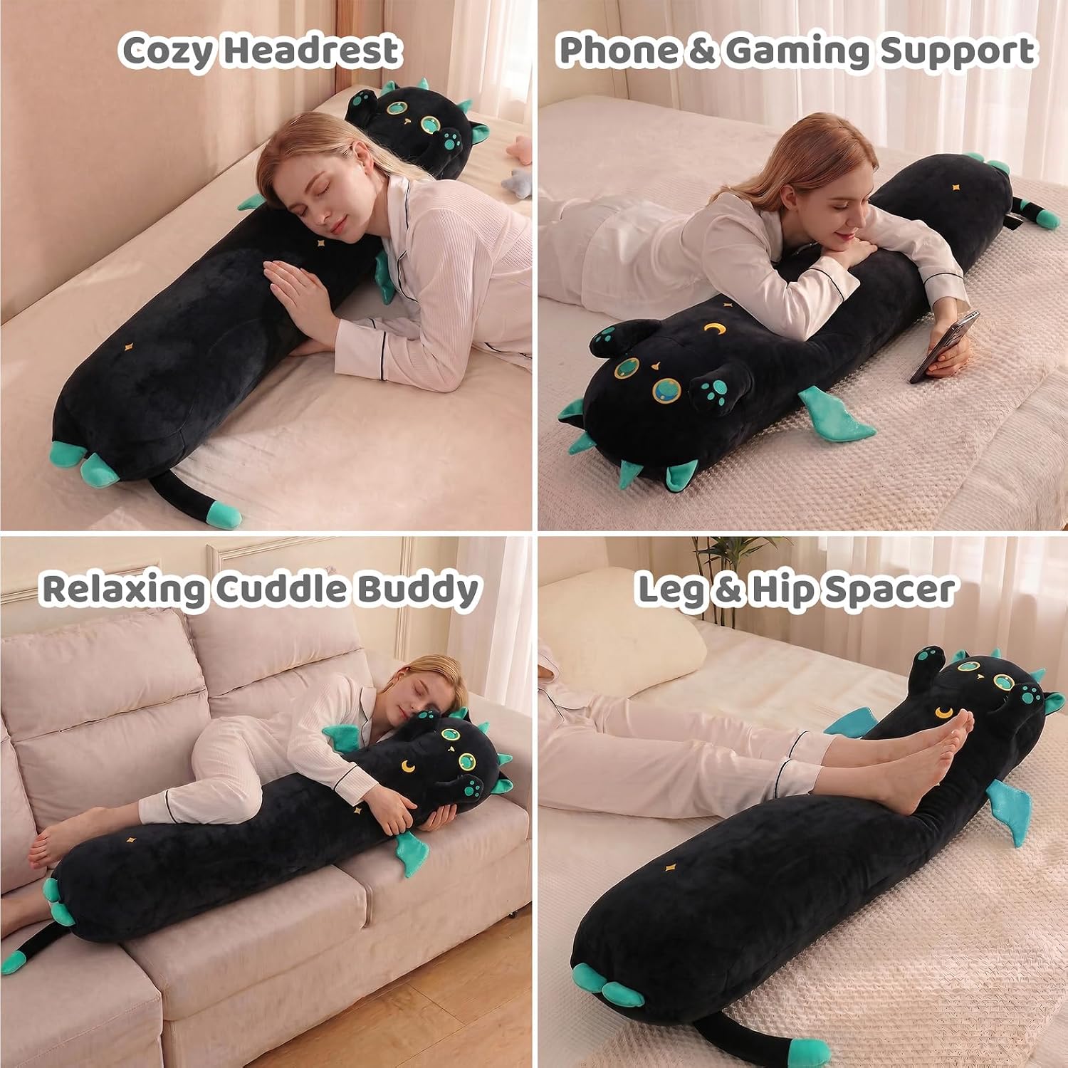 Mewaii Long Cat Plush 5 Sizes, 120% Extra Filling Giant Plushness Kids Body Pillow, Kawaii Cute Big Eyes Cat Stuffed Animals Plushies…
