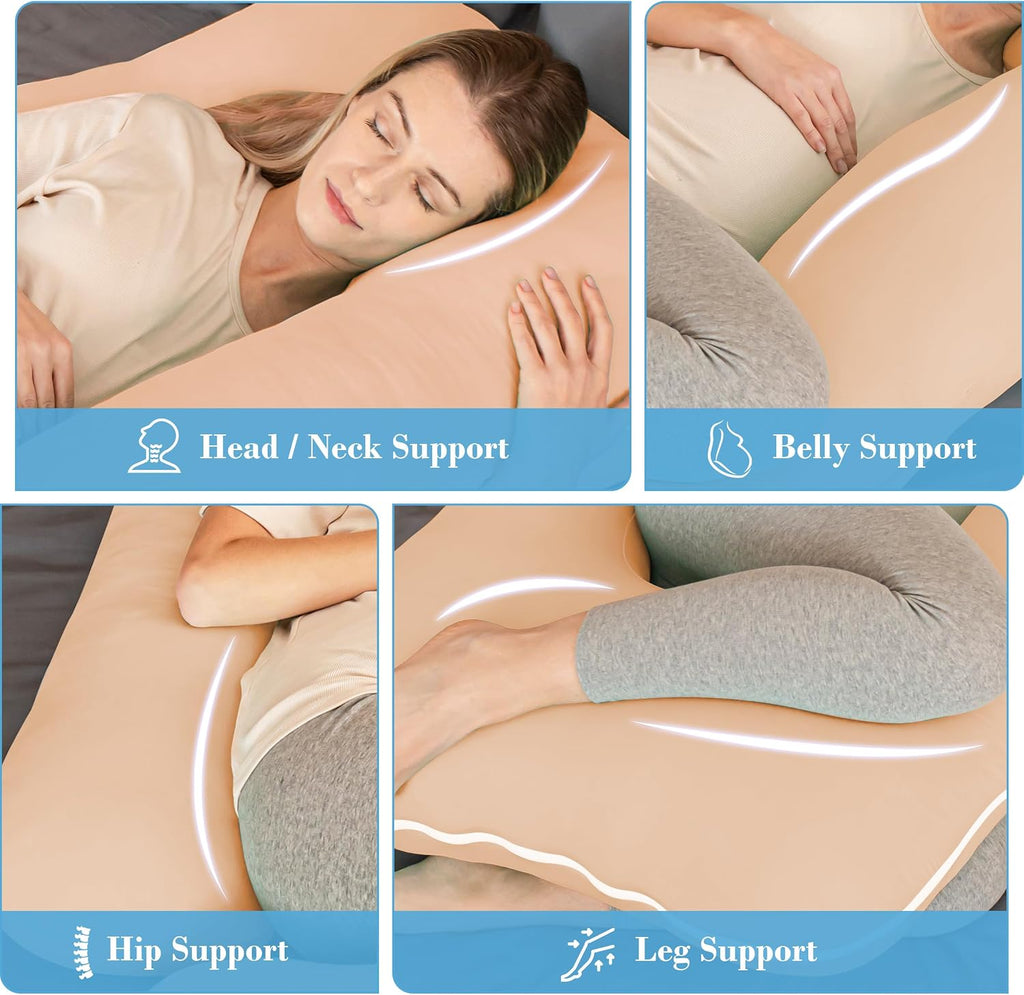 Cute Castle Cooling Cover Pregnancy Pillows, Soft U-Shape Maternity Pillow with Removable Cover - Full Body Pillows for Adults Sleeping…