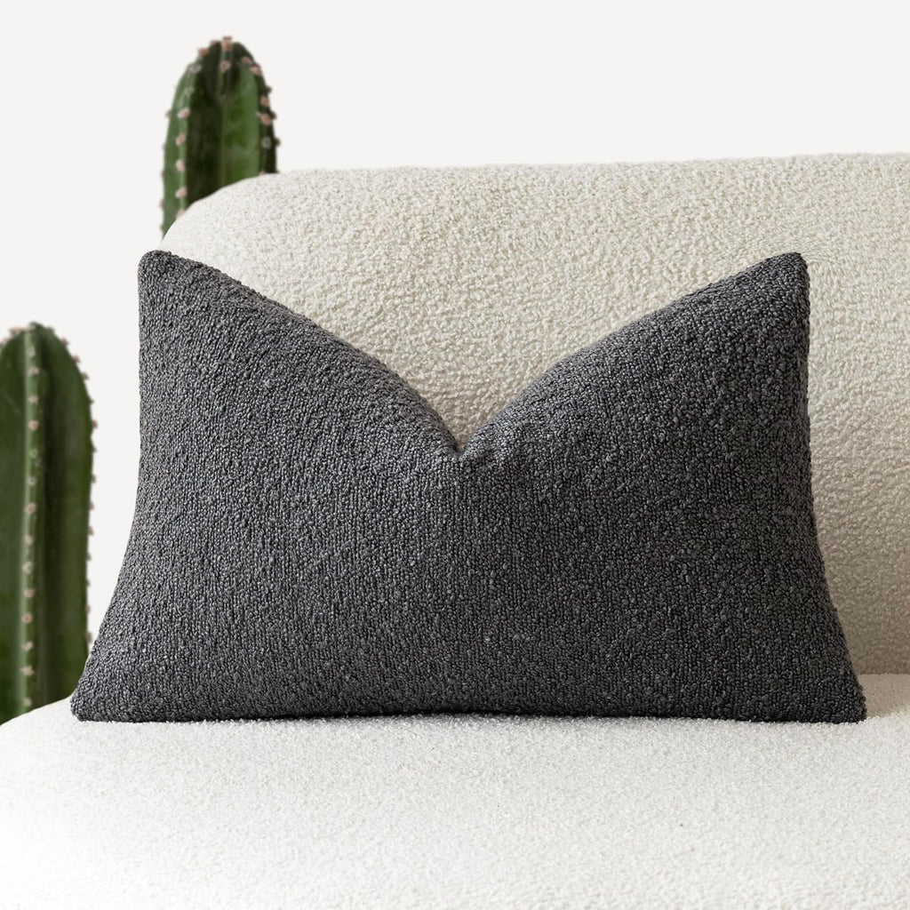 Foindtower Textured Boucle Throw Pillow Covers Accent Solid Lumbar Pillow Cases Cozy Soft Decorative Couch Cushion Case for Chair Sofa…