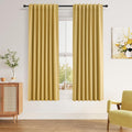 Guken 100% Blackout Curtains 63 Inch Length 2 Panels Set for Living Room Bedroom Back Tab Thermal Insulated Black Out Linen Drapes Room Dar…