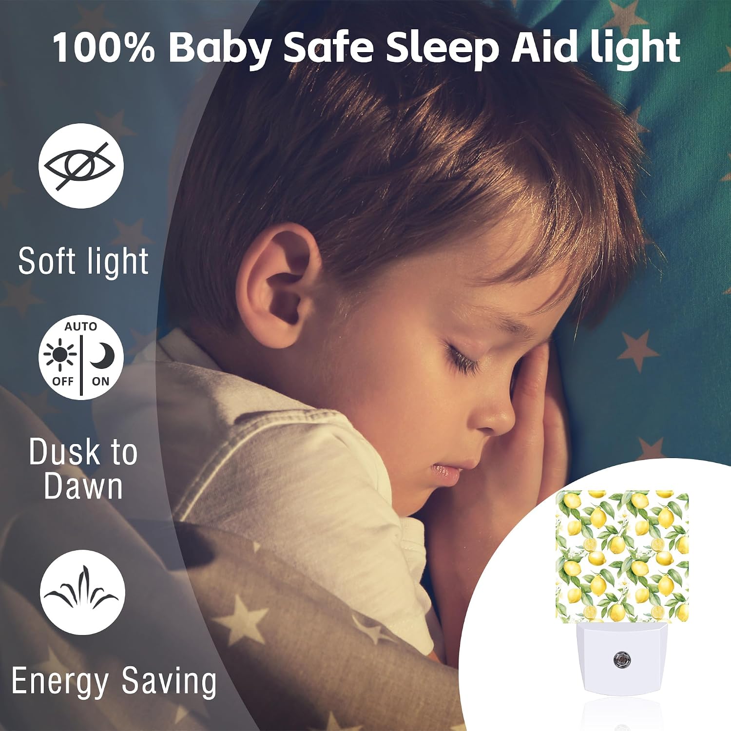 Lemon with Flowers Night Light, Fresh Lemon Fruits Floral Dusk to Dawn Night Light Plug in,0.5w Energy Saving Sleep Friendly Nightlights…