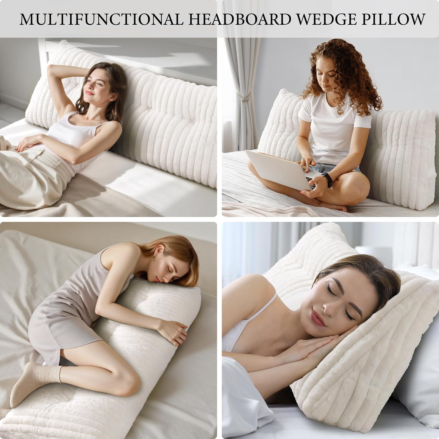 Headboard Pillow King, Triangular Wedge Pillow Headboard King, Cushion Headboards Reading Pillows, Backrest Pillows for Sitting in Bed or…