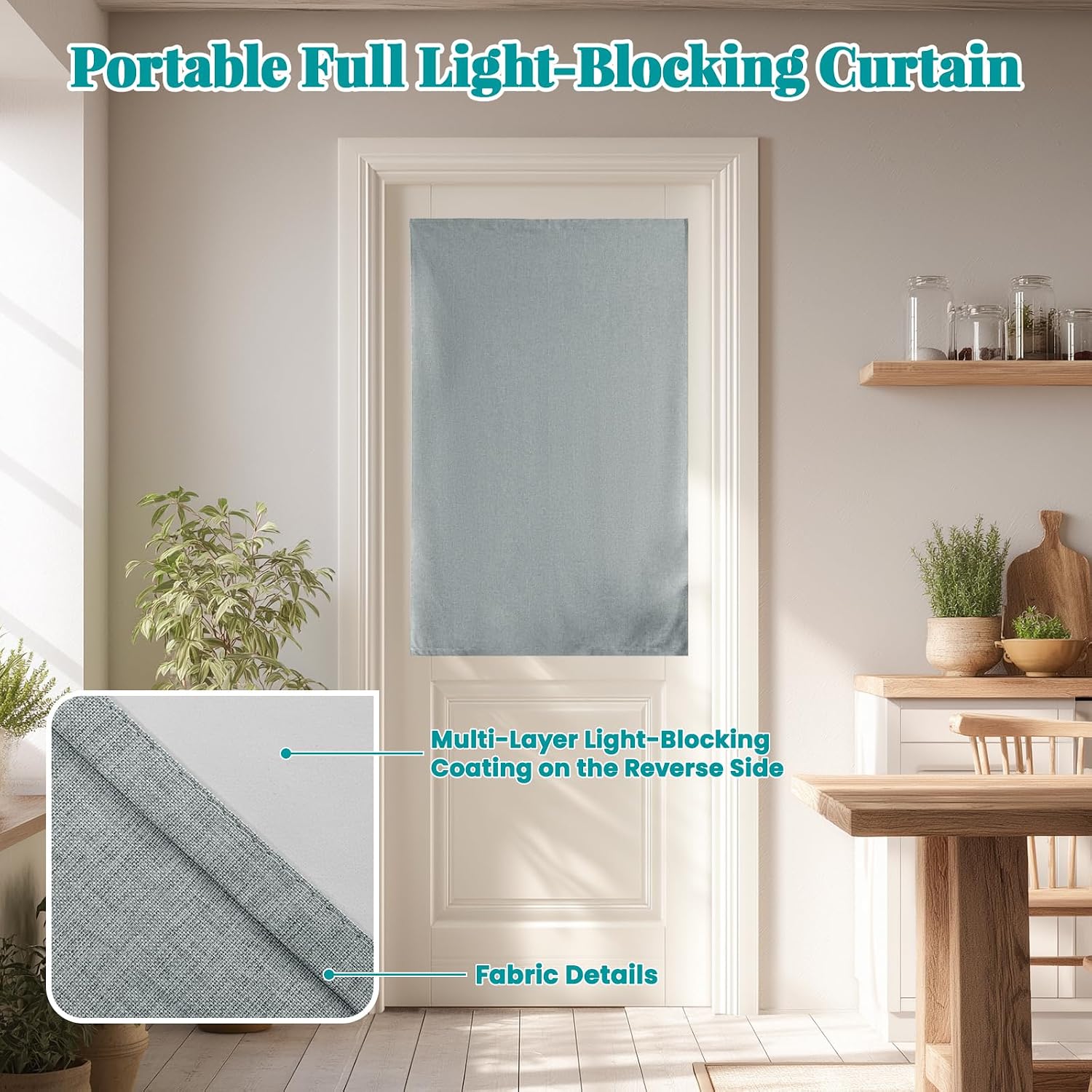 100% Blackout French Door Curtains, Room Darkening Shades Small Window Curtain Drapes Thermal Insulated Tricia Door Blinds for Classroom…